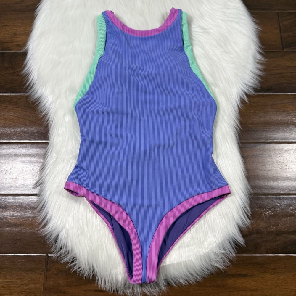 Beach Riot Size XS High Tide Color Block Ribbed Steph One Piece Swimsuit